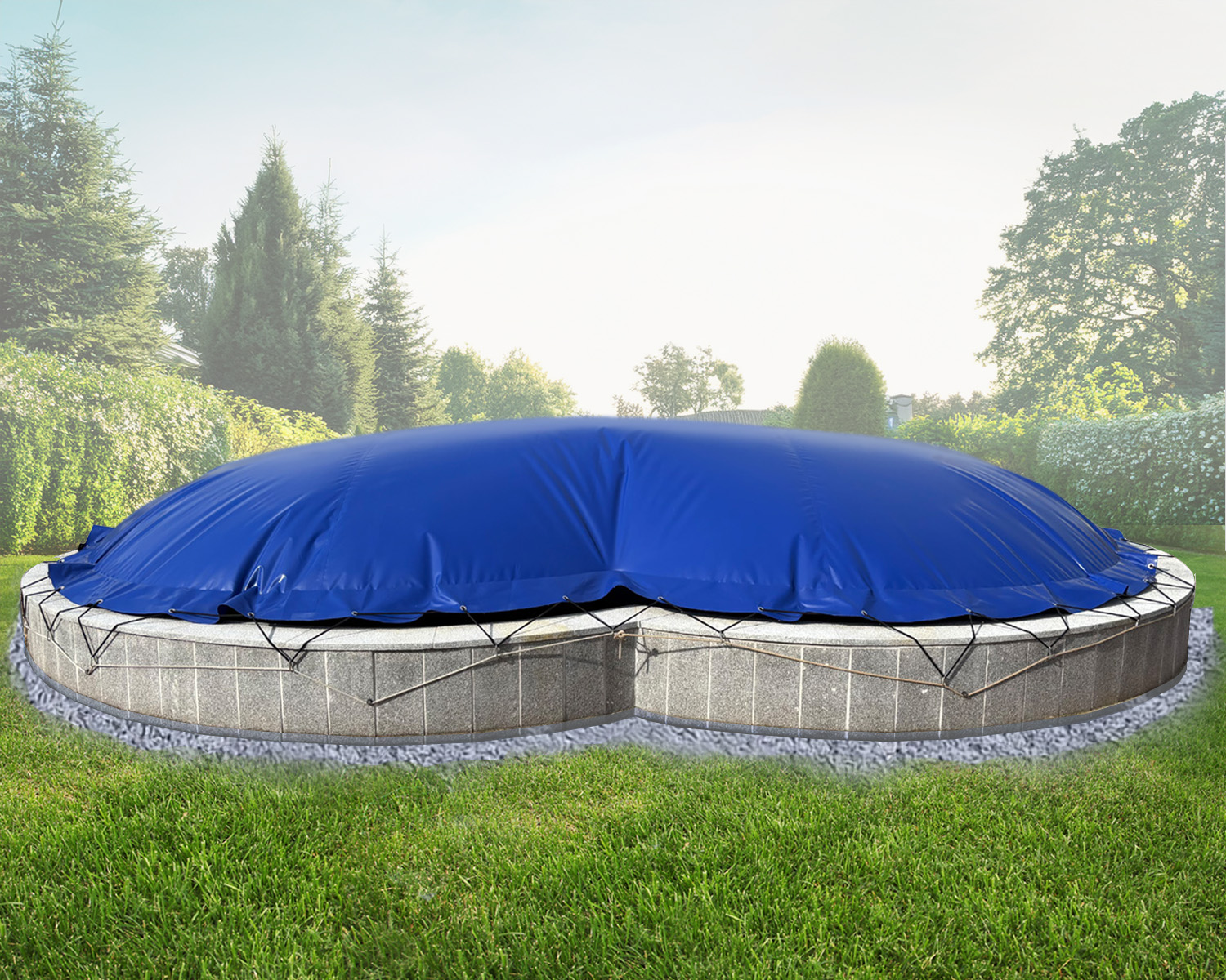AirDeluxe Achtform aufblasbare Poolabdeckung (Sondermaß)