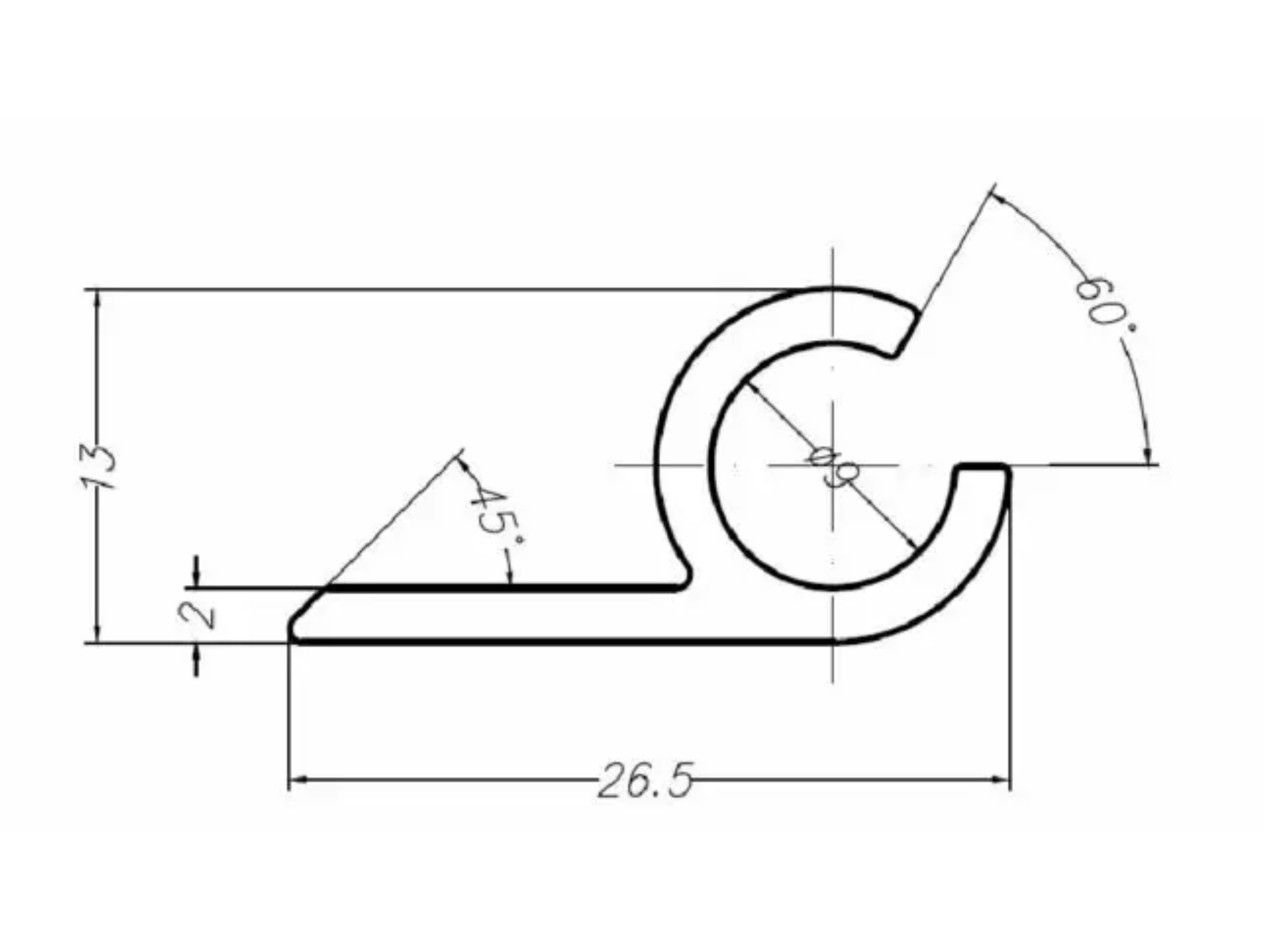 1m Kederschiene 7,5mm aus Aluminium