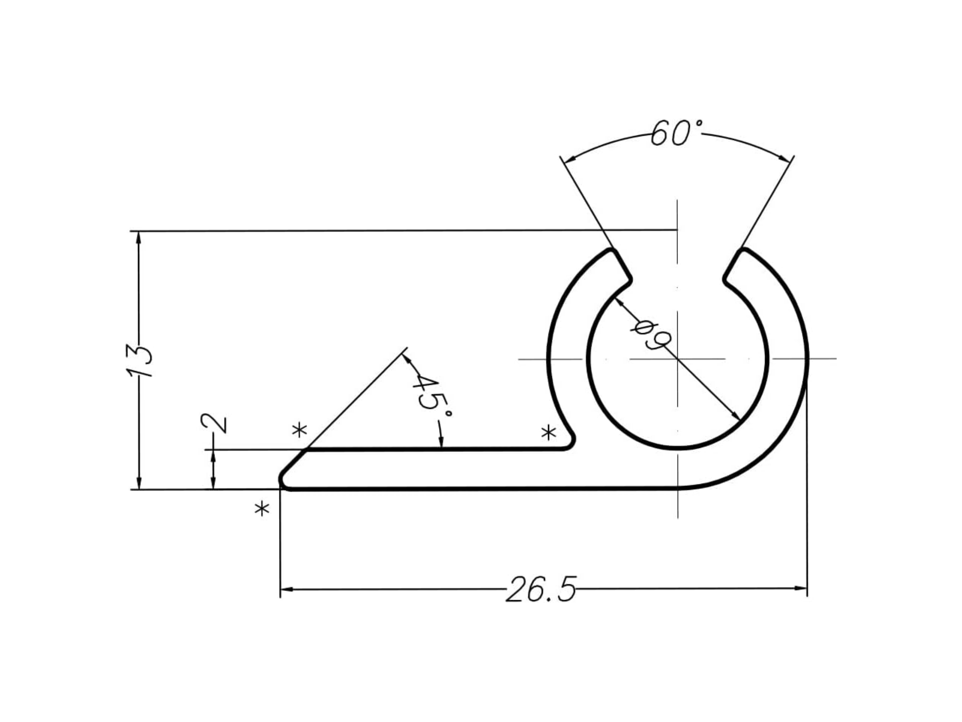 1m Kederschiene 7,5mm aus Aluminium